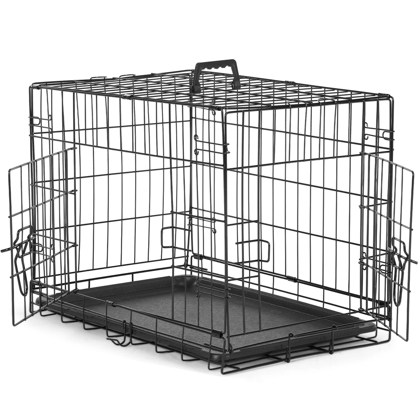 Extra Large Double Door Folding Metal Wire Dog Cage with Leak-Proof Tray