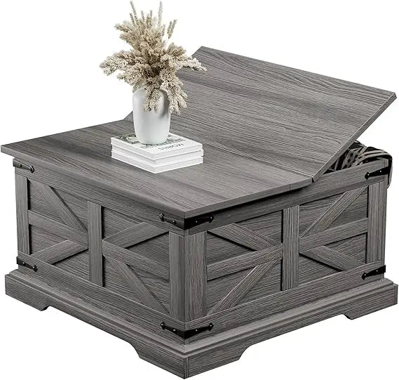 Rustic Farmhouse Coffee Table with Storage Lift Top for Living Room