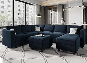 Modular Sectional Sofa Storage Seat U Shaped Couch with Ottoman