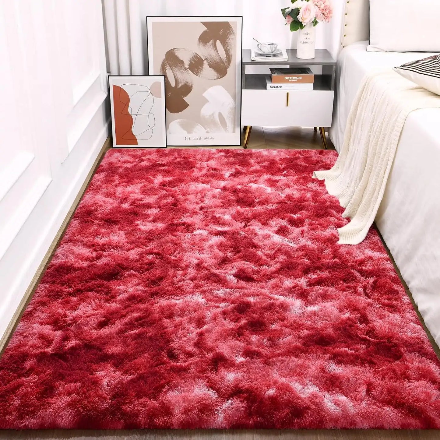 Ljustra Super Soft Plush Tie Dye Velvet Rug for Living Room Bedroom