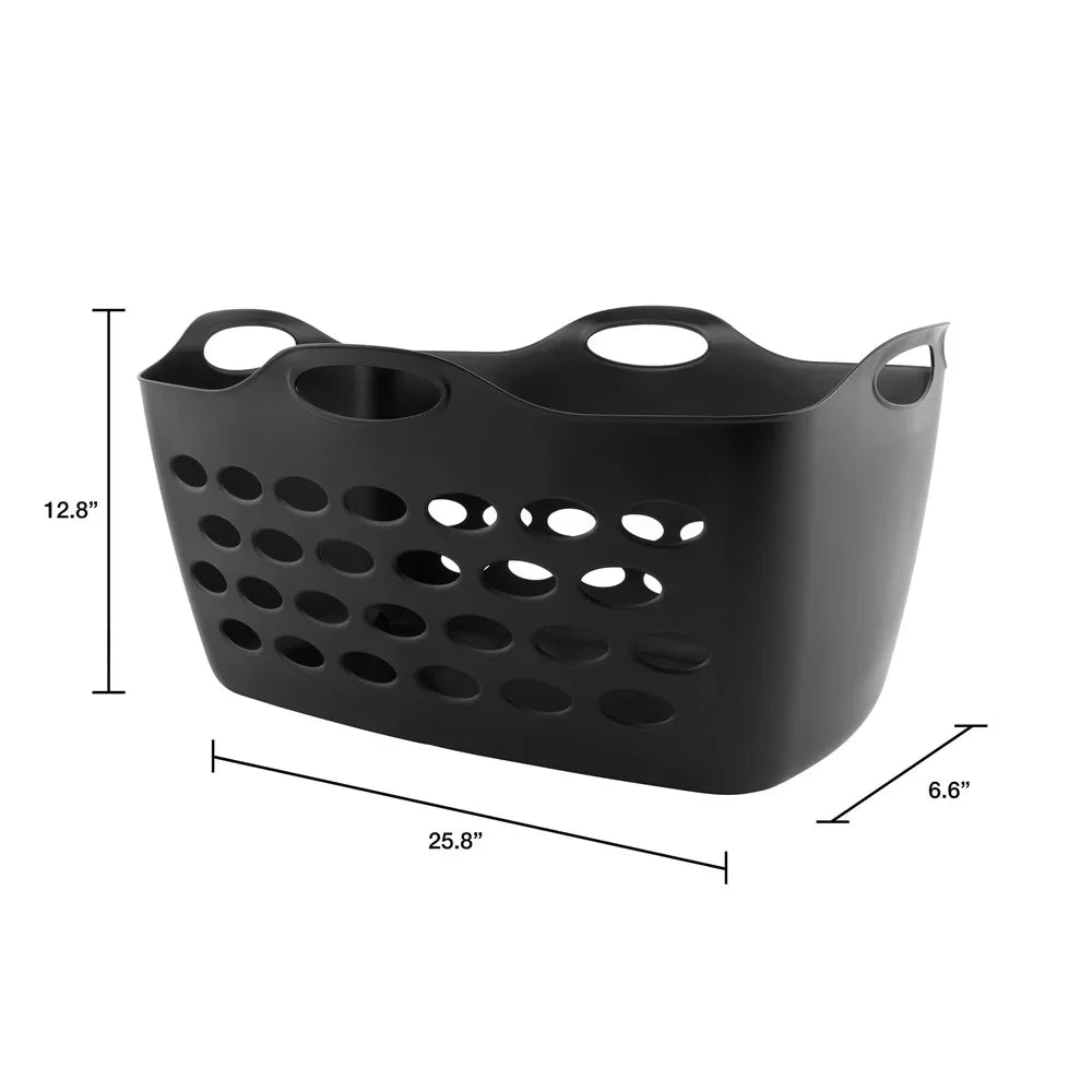 2 Pack Flexible Rectangular Laundry Baskets Durable Plastic Storage Bin