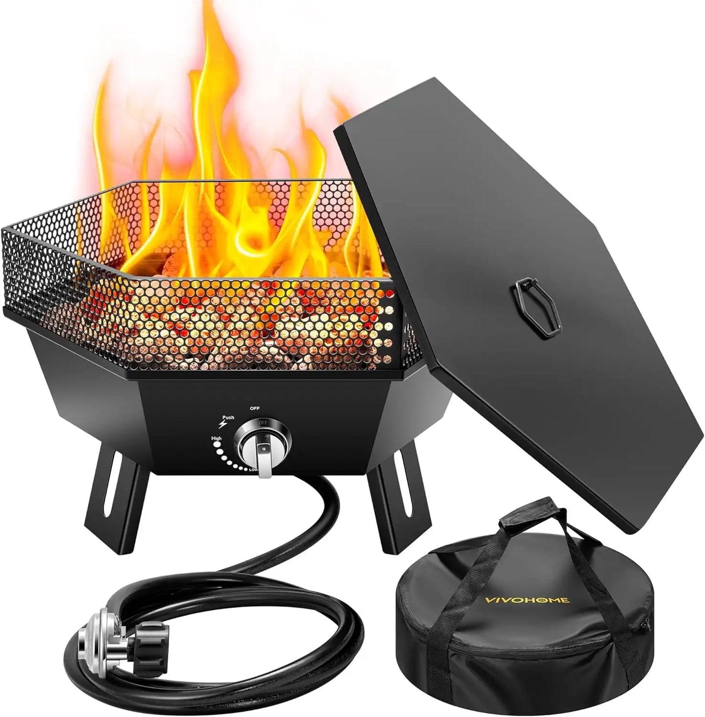 Portable Propane Fire Pit 58000 BTU Smokeless Outdoor Design with Carry Bag