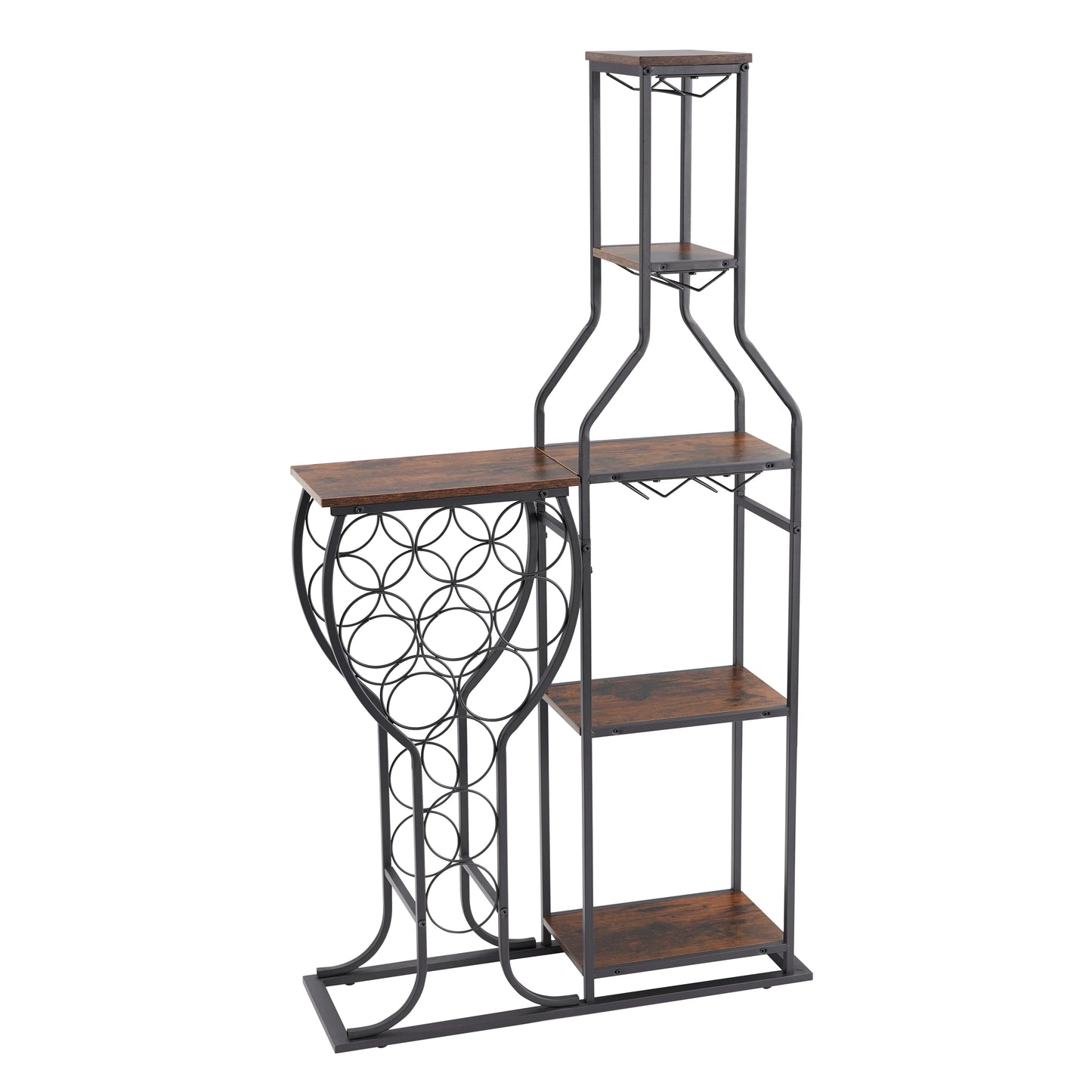 11 Bottle Wine Rack Freestanding 5 Tier with Glass Holder and Storage