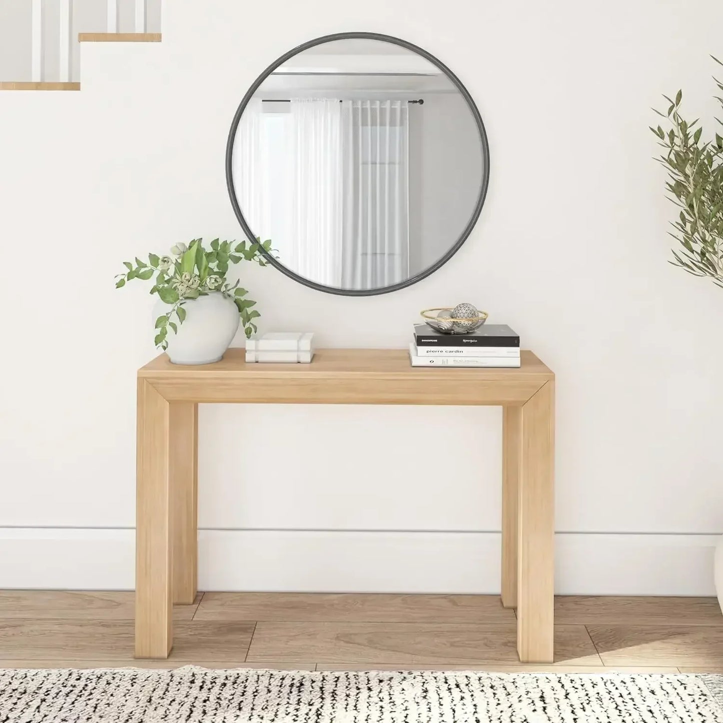 Modern Solid Wood Console Table Narrow Entryway Sofa Table 46 Inch