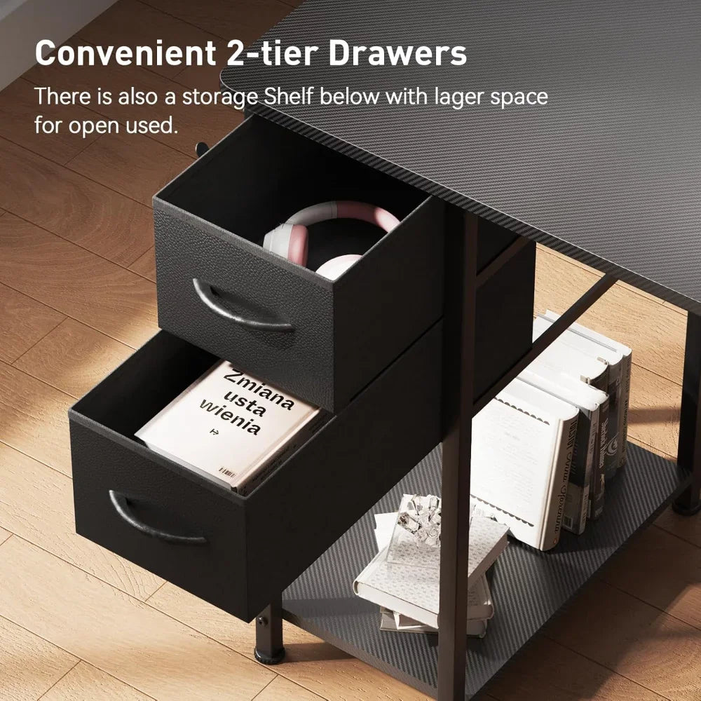 Gaming Desk L-Shaped Computer Desk with Drawers Monitor Arm Compatible