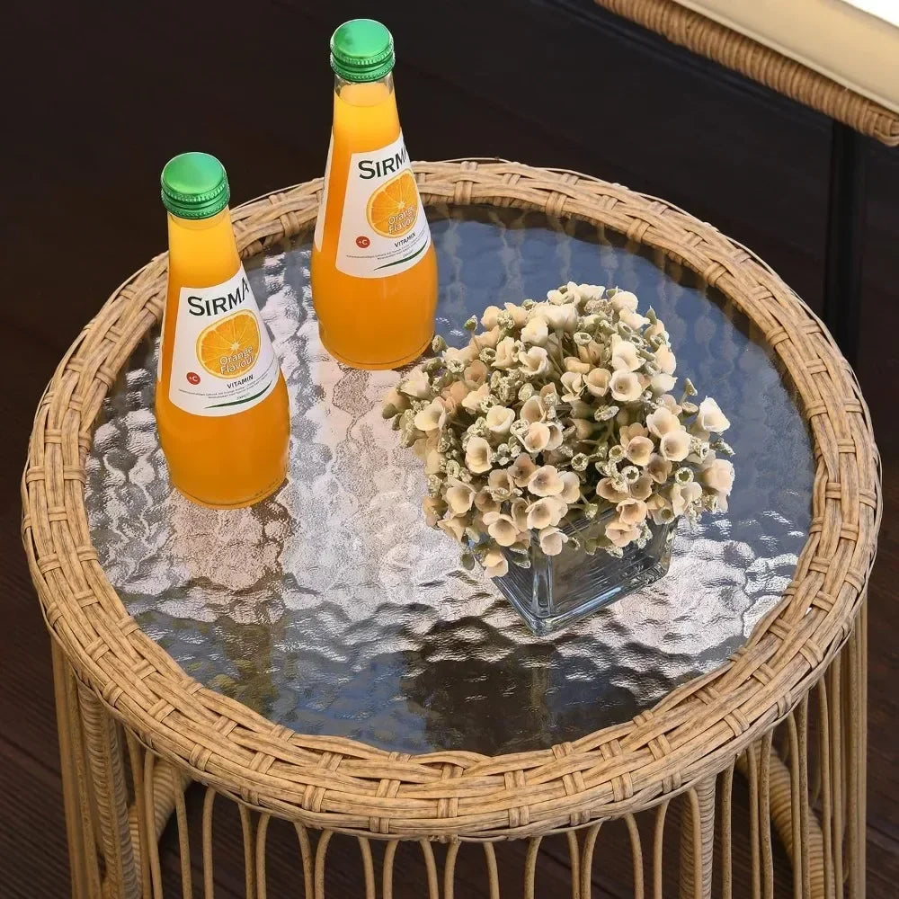 Ljustra 3 Piece Outdoor Wicker Conversation Sectional Sofa Set for Patio