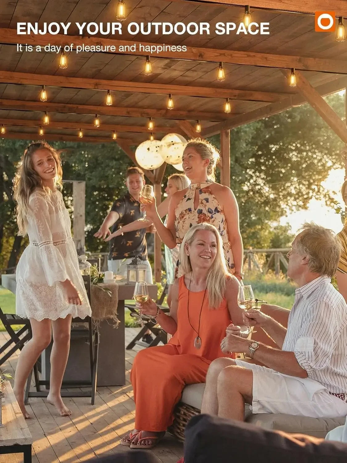 150FT LED Outdoor String Lights Waterproof Dimmable Patio Lighting