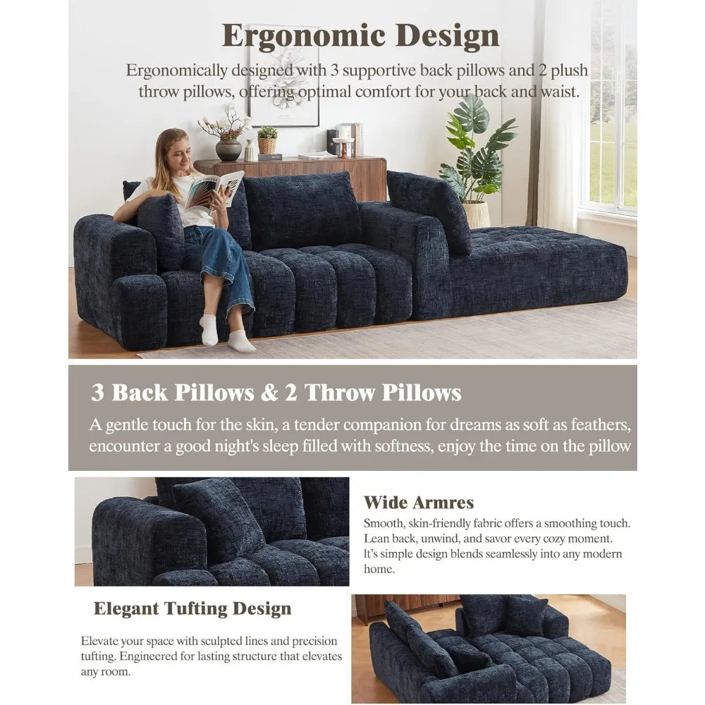 108 Inch Modular Cloud Sectional Couch L Shaped Sofa with Chaise