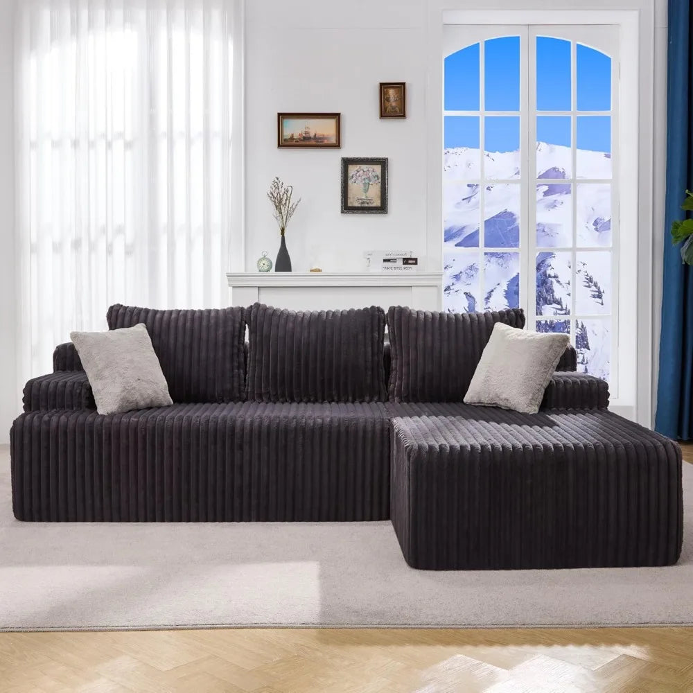 Modular L-Shape Sectional Sofa 3-Seat Cloud Couch Memory Foam No Assembly