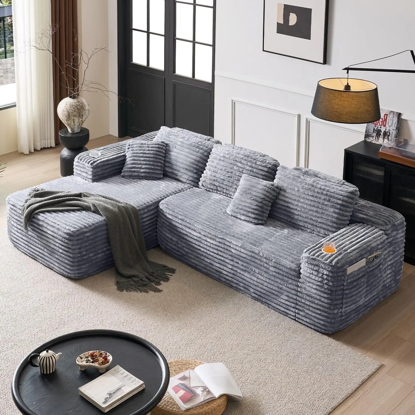 Ljustra Cloud Sectional Couch Modern L-Shape Modular Sofa with Storage