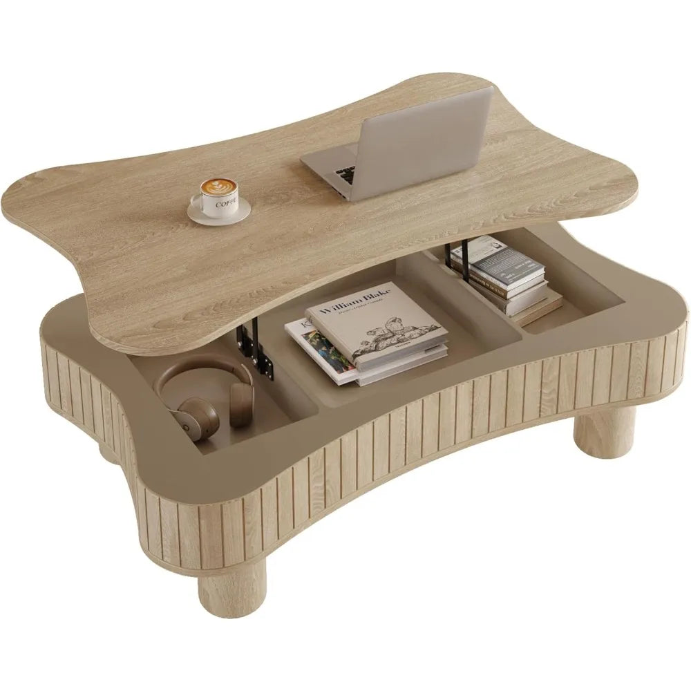 Lift Top Coffee Table with Hidden Storage and Silent Hydraulic Lift