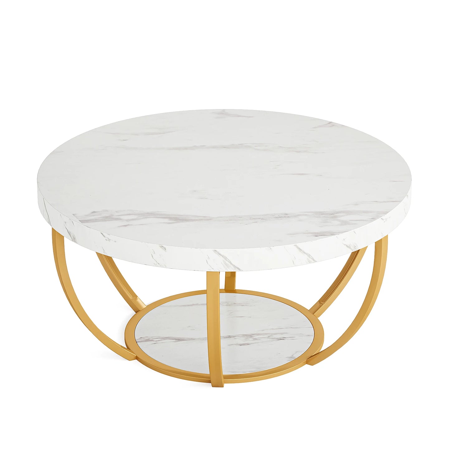 Ljustra Modern Round Coffee Table 31.7 Inch Industrial Design