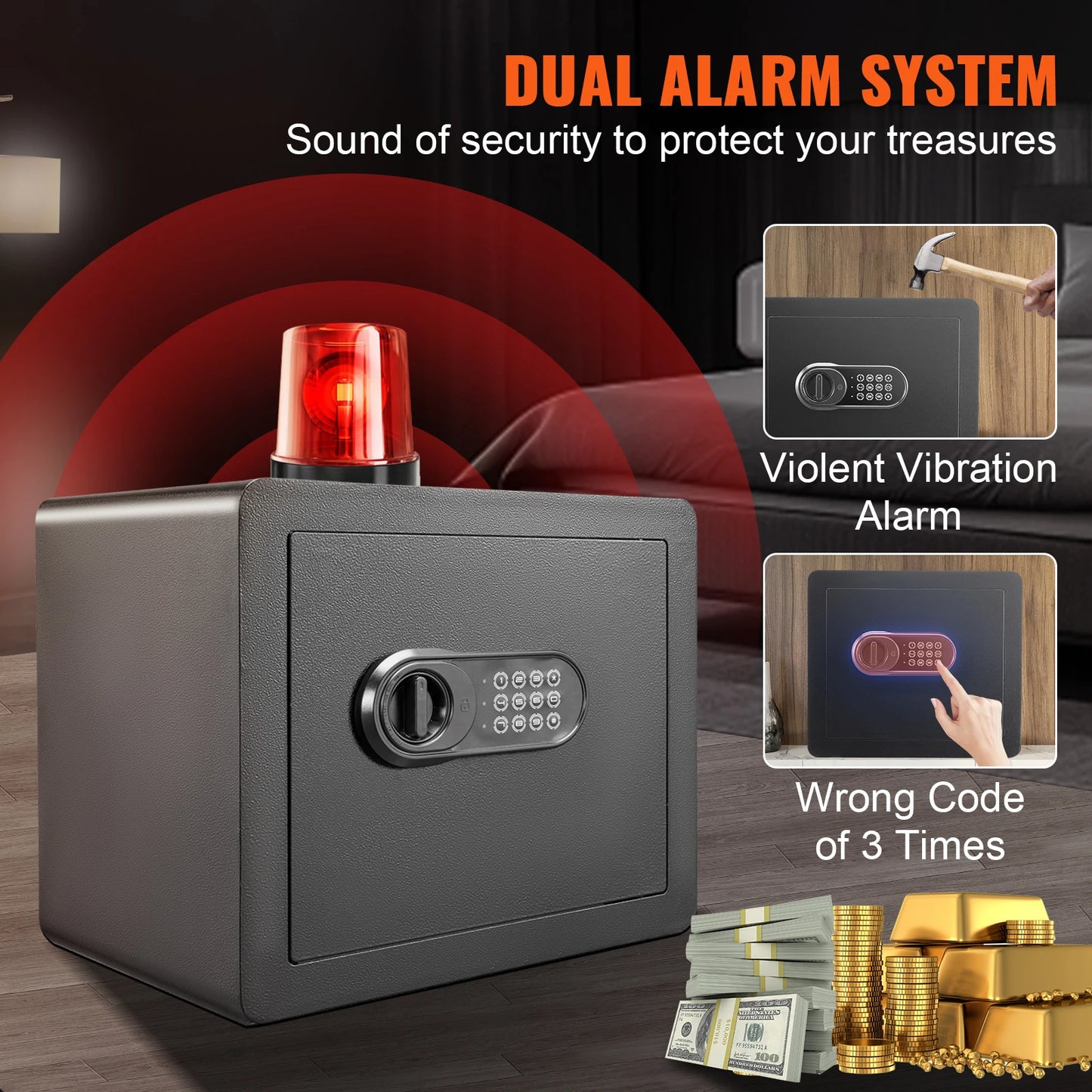 VEVOR Electronic Safe Deposit Box Digital Access Dual Lock Security