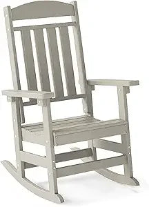 Outdoor Rocking Chair Set of 2 High Back HDPE All Weather Resistant