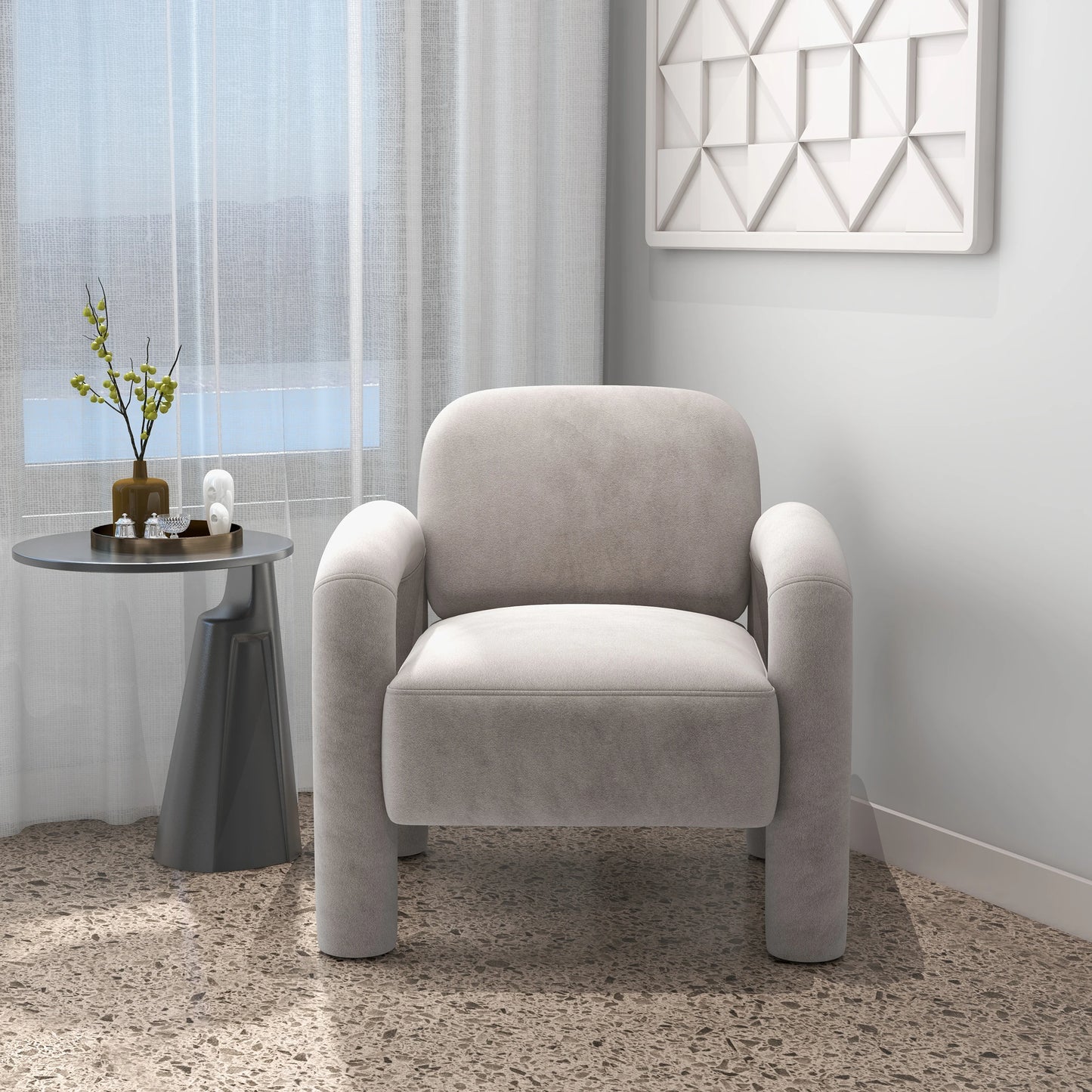 SEYNAR Mid-Century Modern Accent Chair Velvet Upholstered Living Room