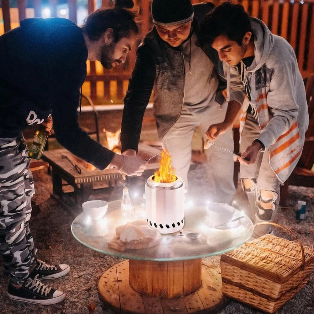 Smokeless Tabletop Fire Pit Stainless Steel Mini Indoor Outdoor Bonfire