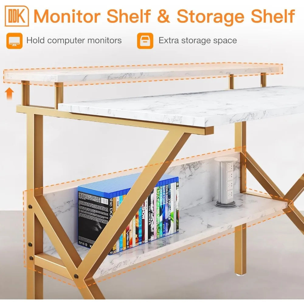 Compact 27.5 Inch Computer Desk with Monitor Stand for Small Spaces