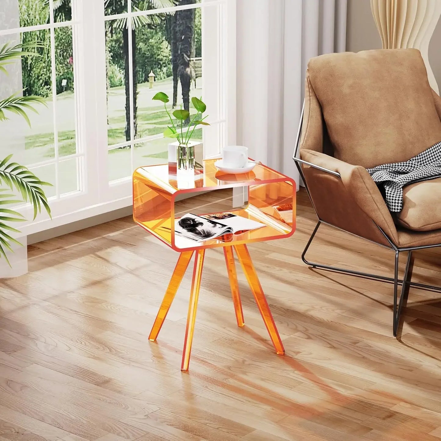 Acrylic Side Table Modern Nightstand for Bedroom Furniture 16.1'' x 11.8'' x 19.7''