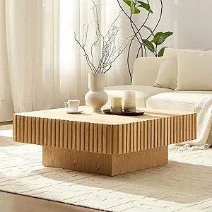 Modern Round Coffee Table Solid Wood Grey 31.5 Inch for Living Room