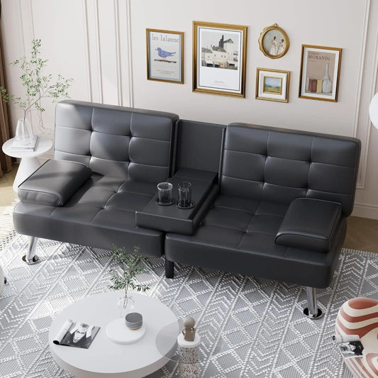 Convertible Futon Sofa Bed Sleeper Couch Loveseat with Armrests