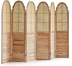 4 Panel Rattan Room Divider Folding Screen Privacy Partitions Modern