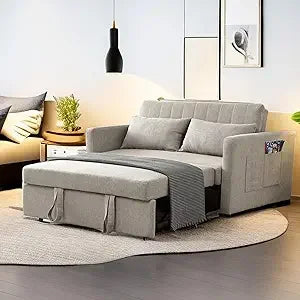 55 Inch Leather Sofa Bed Pull Out Sleeper Loveseat Couch Futon