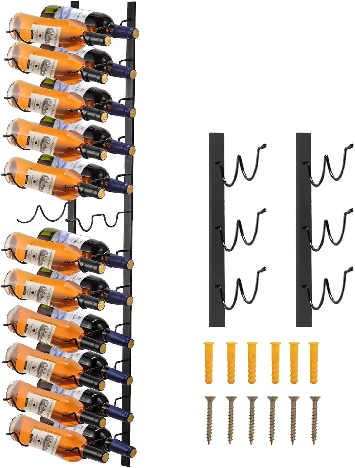 Wall Mounted Wine Rack Holder 12 Bottles Vertical Modern Storage