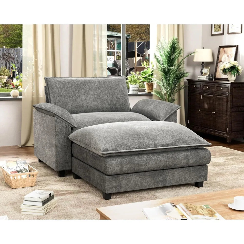 Ljustra 40" Modular Sectional Sofa Couch with Reversible Ottoman