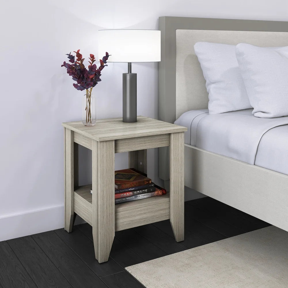 Compact Open Storage Nightstand for Dorms Apartments Farmhouse Style