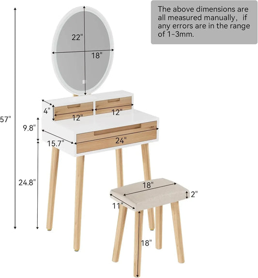 Small Makeup Vanity Desk with Lights Compact Space Saving Design