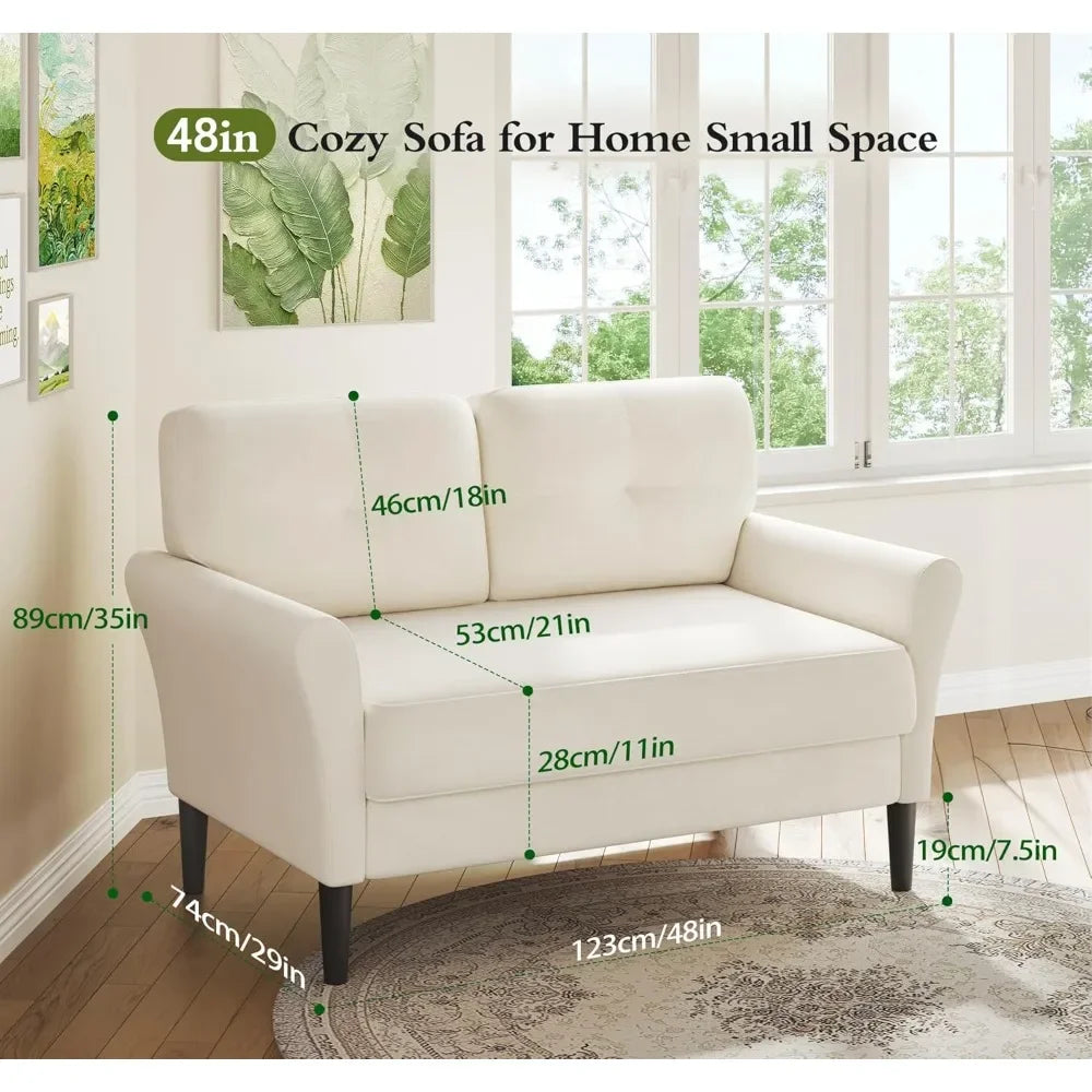 48 Inch Loveseat Sofa Soft Velvet Couch for Living Room Bedroom