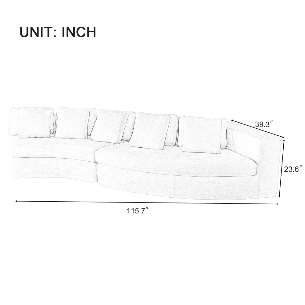 Ljustra 115.7" Modular Sectional Sofa Curved Couch for Living Room