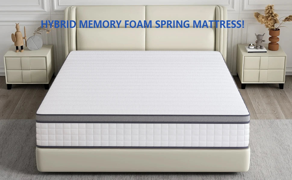 Ljustra 12 Inch Queen Mattress Medium Firm Memory Foam Pocket Springs