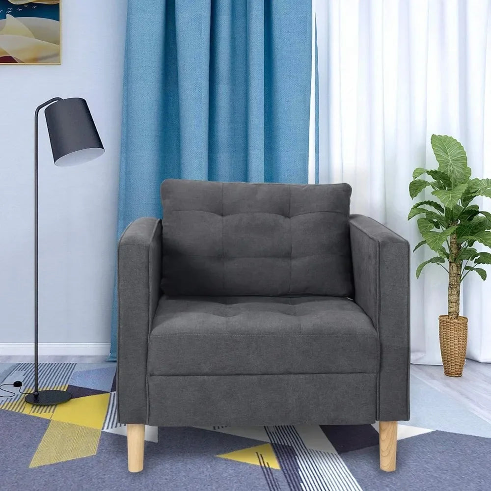 Mid Century Modern Upholstered Accent Chair Comfy Reading Armchair