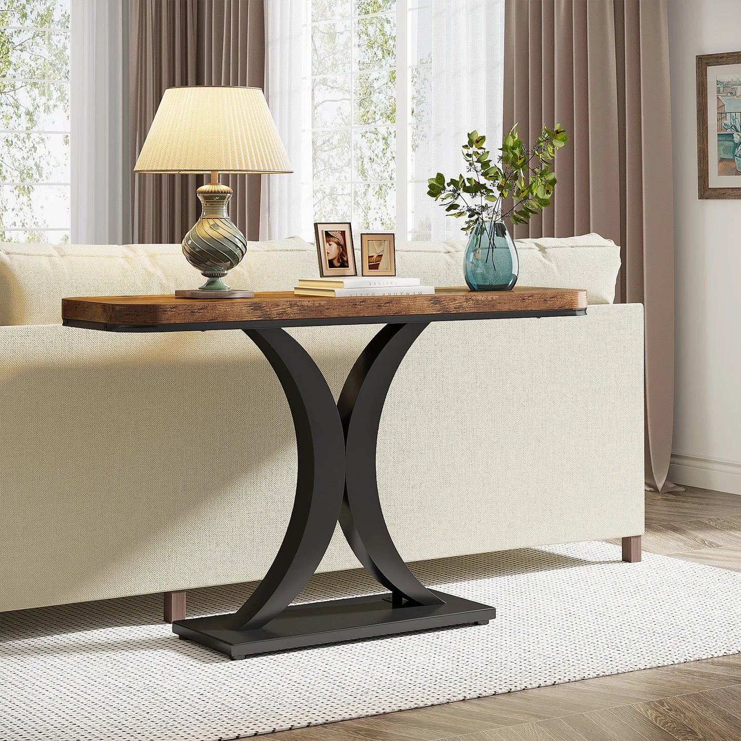 Ljustra Industrial Console Table 40 Inch Narrow Entryway Foyer Accent