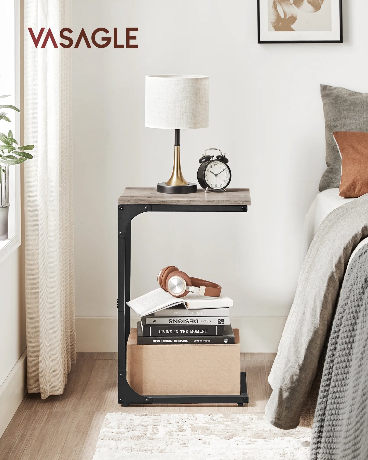Ljustra C-Shaped End Table Small Side Table for Couch Sofa Living Room