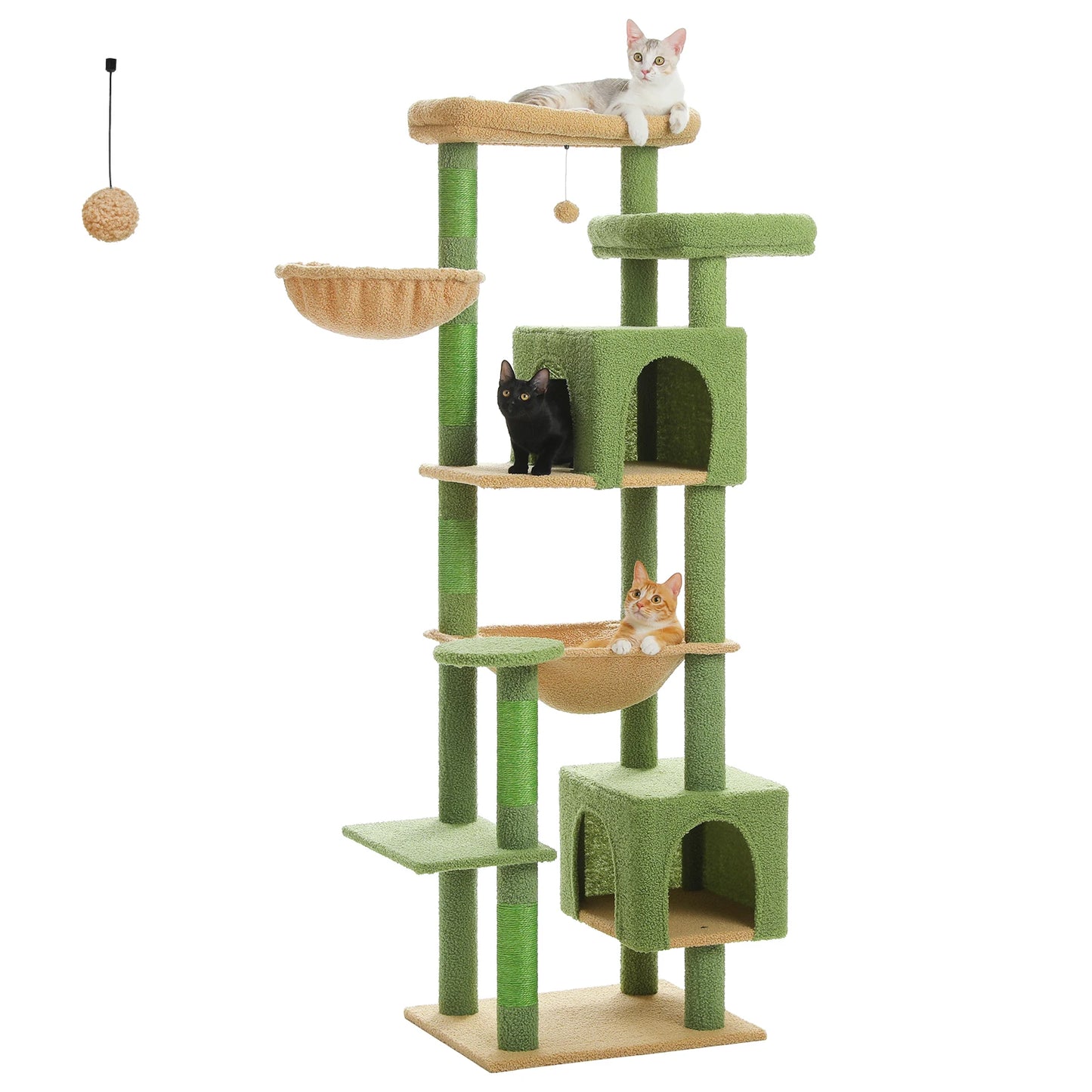 175cm Cat Tree for Large Cats with Hammock Condo Perch Scratching Posts