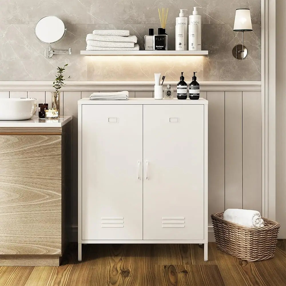 Metal Storage Cabinet 2 Door Steel Locker Sideboard Buffet Console Table