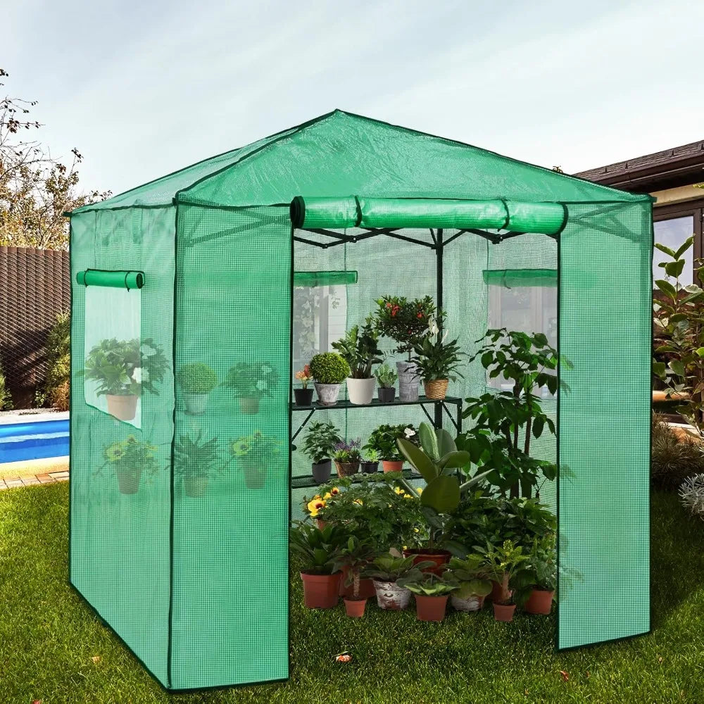 Ljustra 7x7 Pop Up Greenhouse Portable Walk-in Gardening Green House