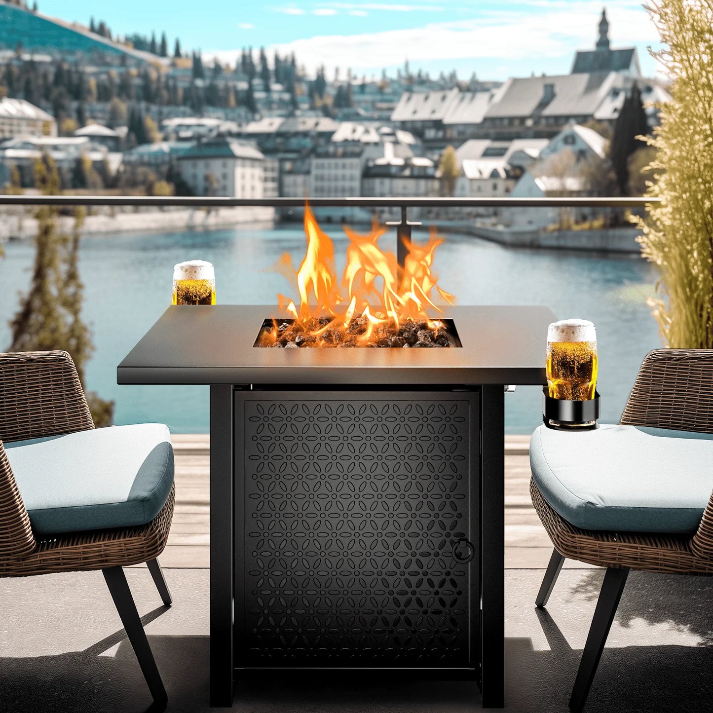 28 Inch Propane Fire Pit Table 50000 BTU Outdoor Gas Heater