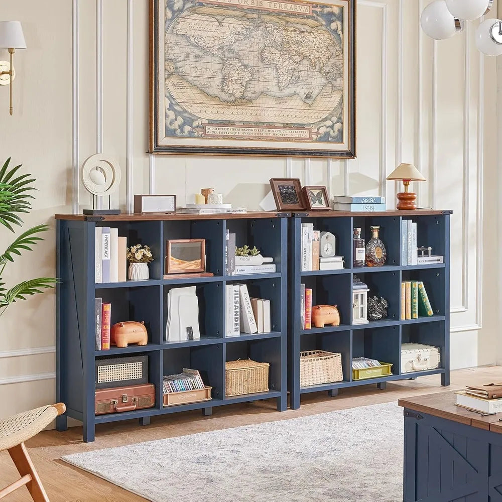 9 Cube Bookcase Farmhouse Wooden Display Shelf Vintage Storage Unit