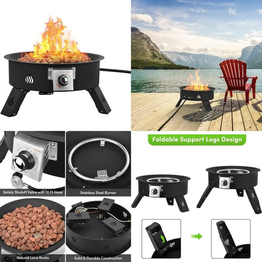 Ljustra Outdoor Propane Fire Pit 19 Inch Portable Smokeless Gas Firebowl