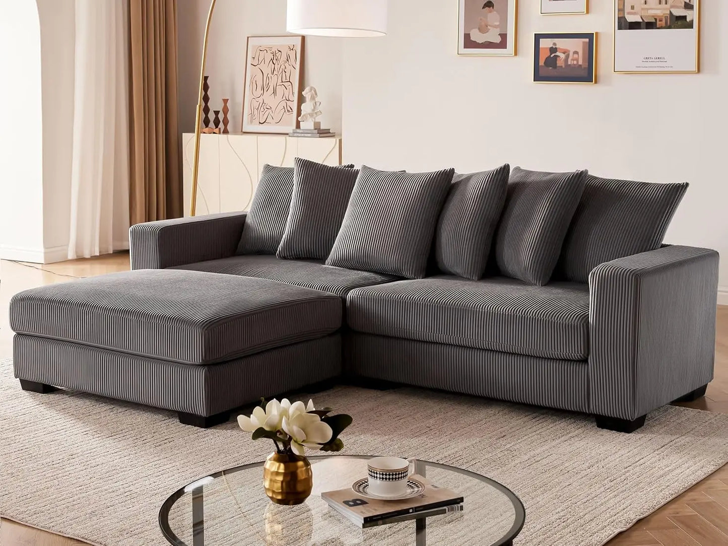 Ljustra Comfy L-Shaped Deep Seat Sectional Sofa 101.6" Modern Furniture
