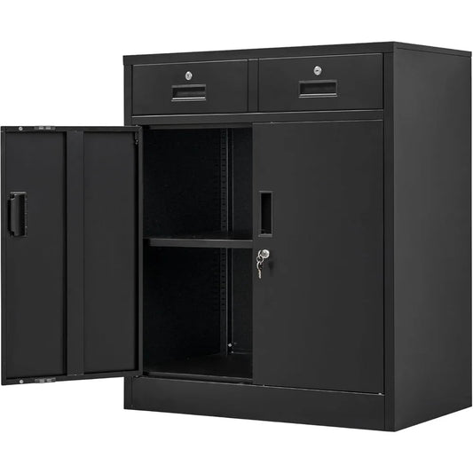 Metal Storage Cabinet 36 Inch Locking with Drawers Adjustable Shelf