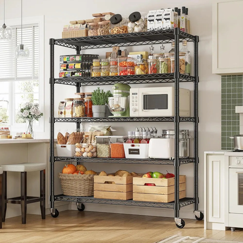 1984LBS Storage Shelves with Wheels 75.2" H Metal Shelving Unit