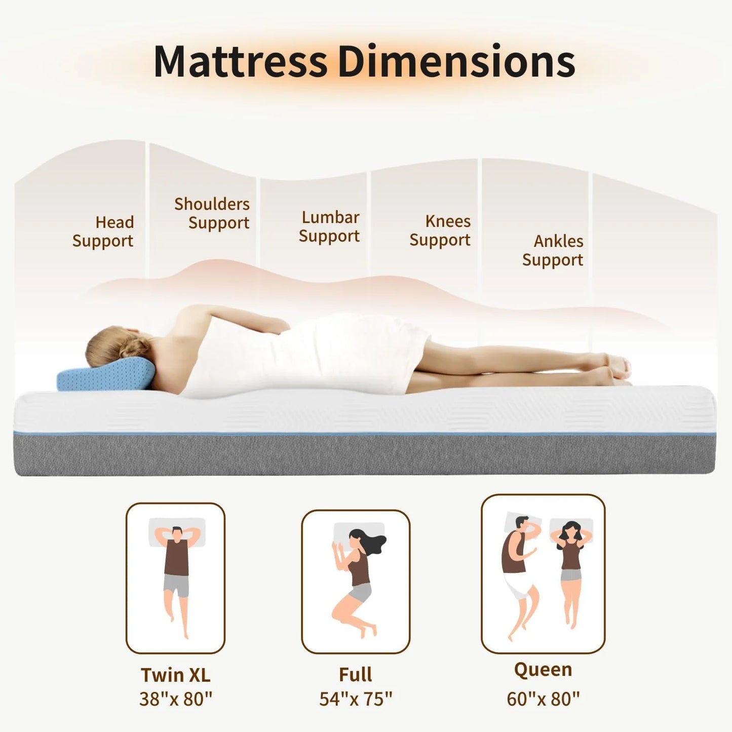 Ljustra 12 Inch Gel Memory Foam Mattress for Back Pain Relief