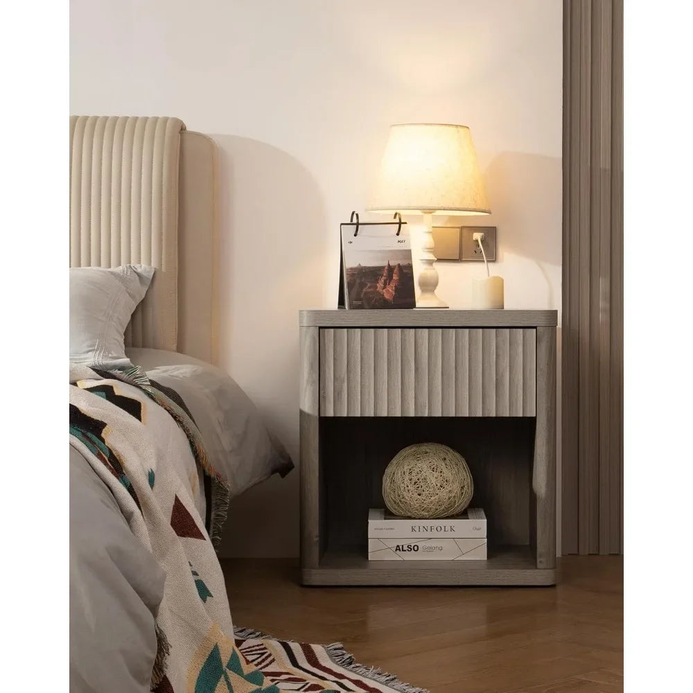 Modern Nightstand Set of 2 with Storage Drawer Minimalist Design