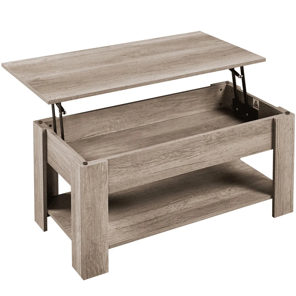 Wooden Lift Top Coffee Table with Hidden Storage for Small Spaces