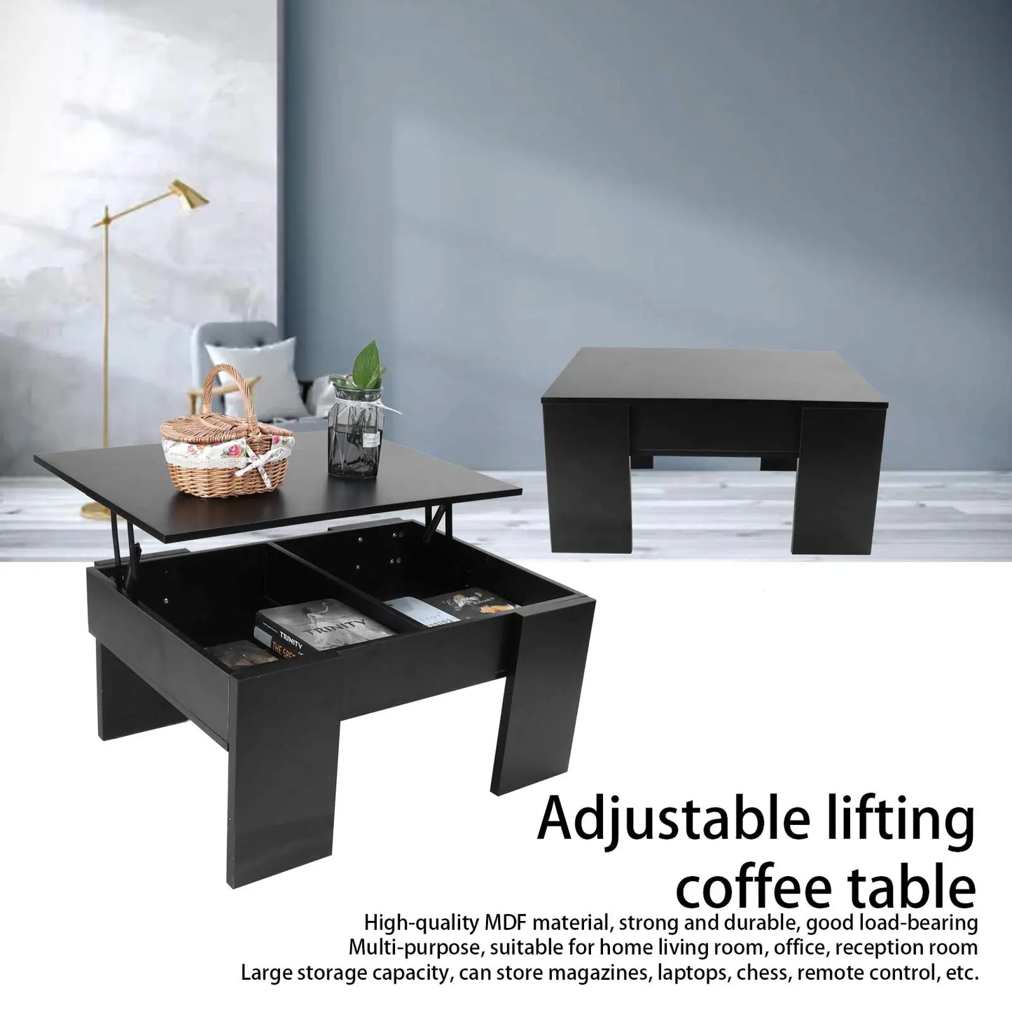 Modern Height Adjustable Coffee Table Wooden Living Room Office Furniture