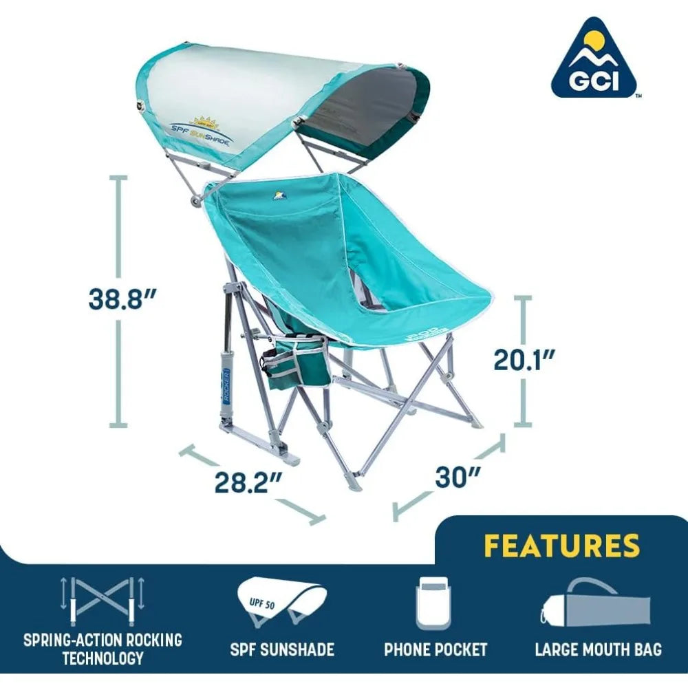 Ljustra Outdoor Rocking Chair with Sunshade Canopy for Relaxation